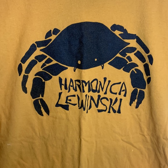 Harmonica Lewinski mustard colored 100% cotton tee shirt - Picture 2 of 7
